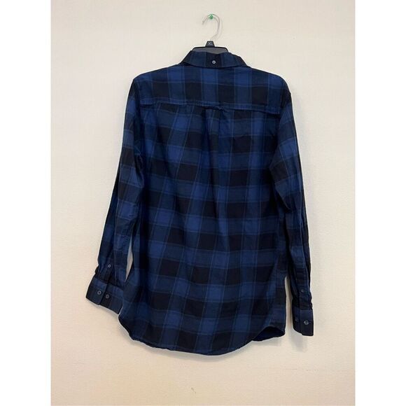 Five Four Black Blue Plaid Flannel Button Front Shirt Men's Medium - Picture 2 of 8